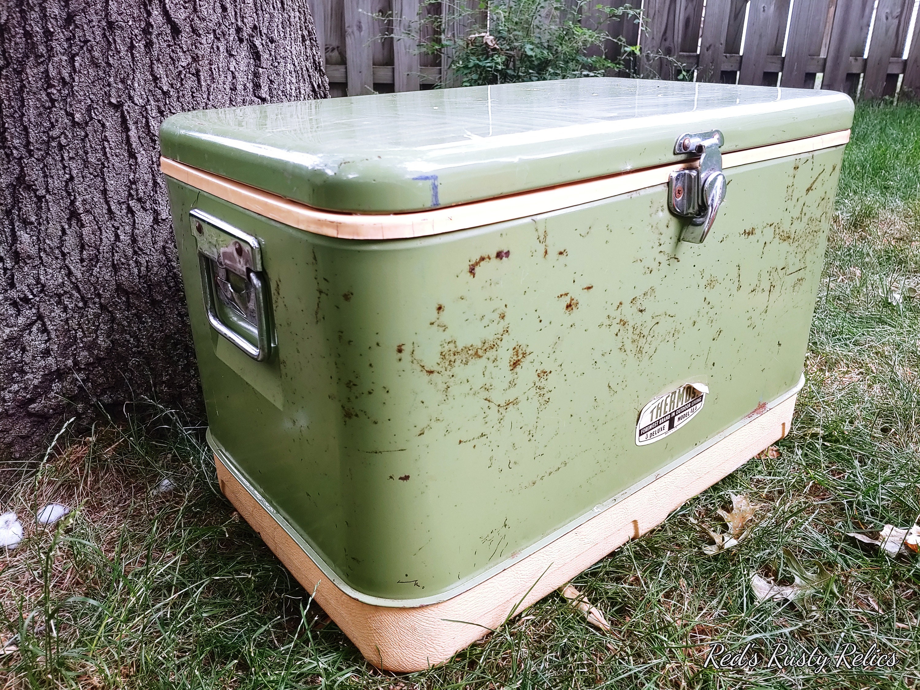 Retro Light Green Metal Thermos Cooler Etsy