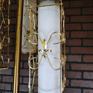 Retro Brass 3 Chain Hanging Fleur de Lis Lantern Tension Pole Lamp image 5