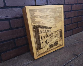 Vintage Wood Palazzo Antinori Firenze Italian Wine Holder Box