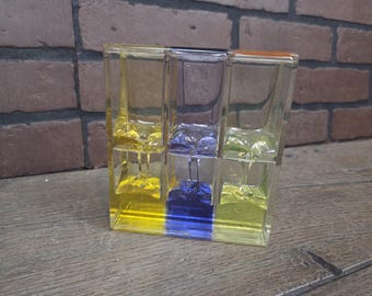 Vintage Triple Ooze Liquid Motion Sensory Toy (also known as an ooze cube) Made By The Lyon Company