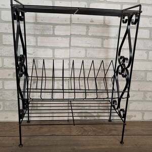 Mid Century Black 3 Tier Wire Record Rack Record Player Holder image 2