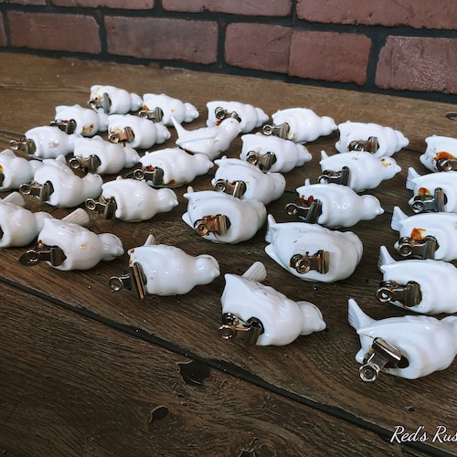 Set shops of 30 Christmas White Ceramic Bird Ornaments Decorations