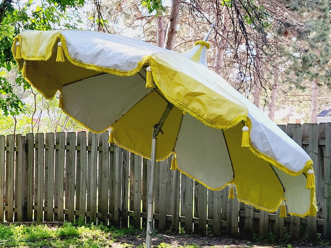 Groovy Umbrella Circus Top Yellow and White Patio Umbrella Etsy