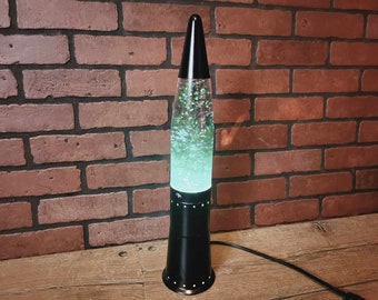 Groovy Mod Silver Oozy Glo Lava Lamp with Green Glitter Lava