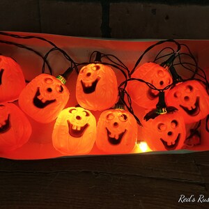 Vintage String of Plastic Pumpkin Lights image 5