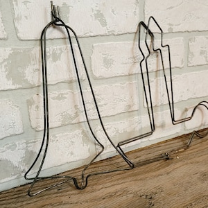 Vintage Wire Metal Forms Bell and 2 Candles image 1