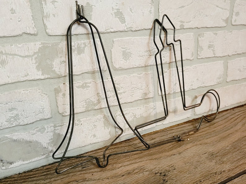 Vintage Wire Metal Forms Bell and 2 Candles image 1