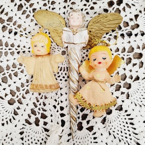 Set of 3 Christmas Angel Cherub Ornaments Decorations image 1