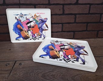 Set of 6 Leo Meiersdorff New Orleans Band Plastic Trays