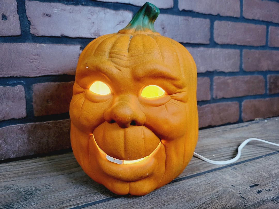Vintage Ceramic Lighted Halloween Pumpkin Jack O Lantern - Etsy