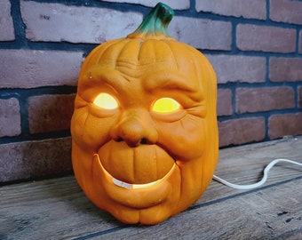 Vintage Ceramic Lighted Halloween Pumpkin Jack O Lantern
