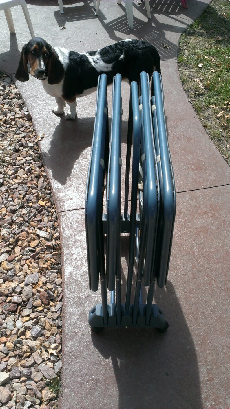 Cosco Blue Metal Vinyl TV Trays Table Set of 4 w/ Wheeled Etsy