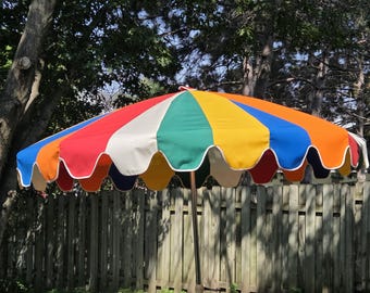 Groovy Umbrella Circus Top Fabric Rainbow Patio Umbrella with Black