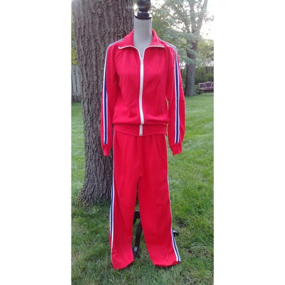 red white and blue sweatsuit