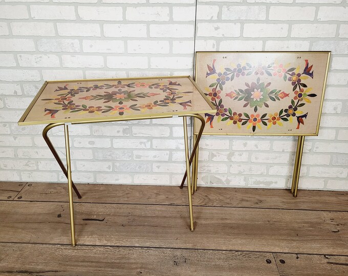Vintage Lavada Bird Wreath TV Trays Etsy