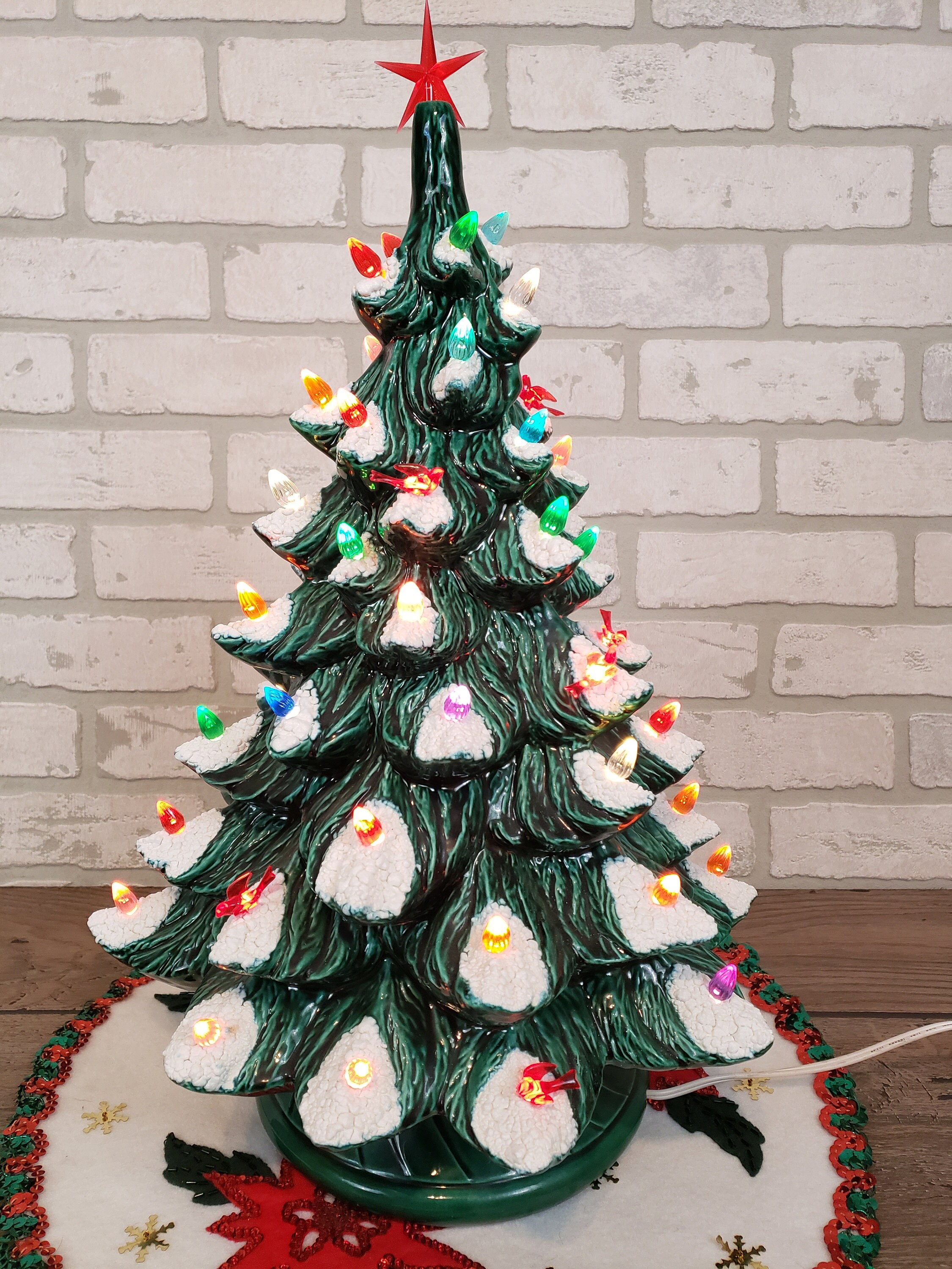 19 White w/ purple doves Ceramic Christmas Tree by ArtsonFirePlano