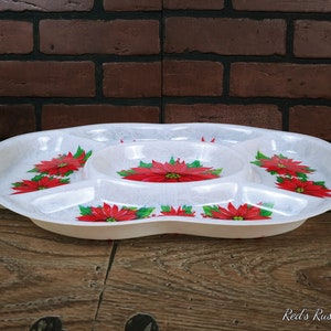 Vintage Plastic Poinsettia Platter image 3