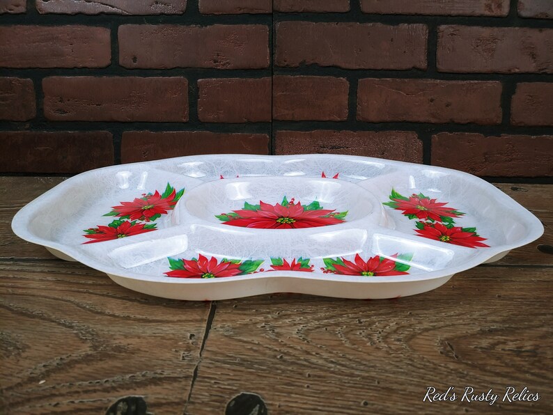 Vintage Plastic Poinsettia Platter image 3