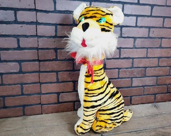 Grande figurine/jouet de tigre en peluche en peluche vintage Sweet
