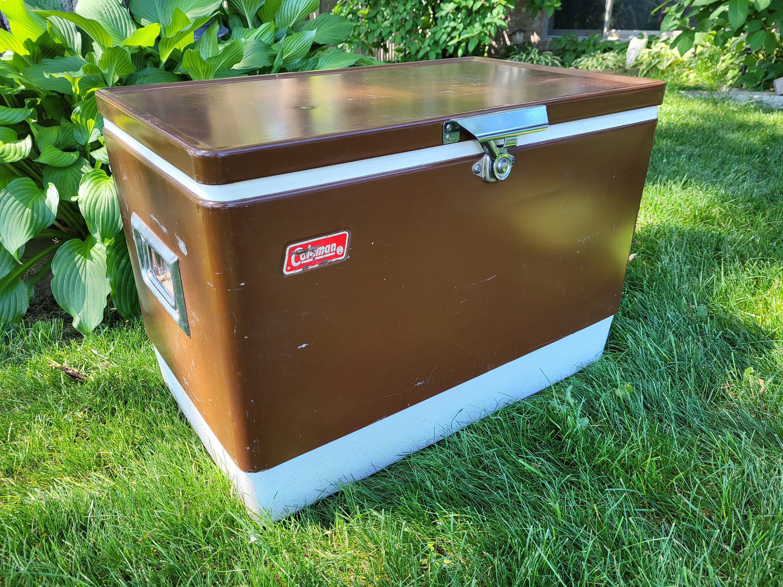 Retro Brown and White Metal Coleman Cooler - Etsy