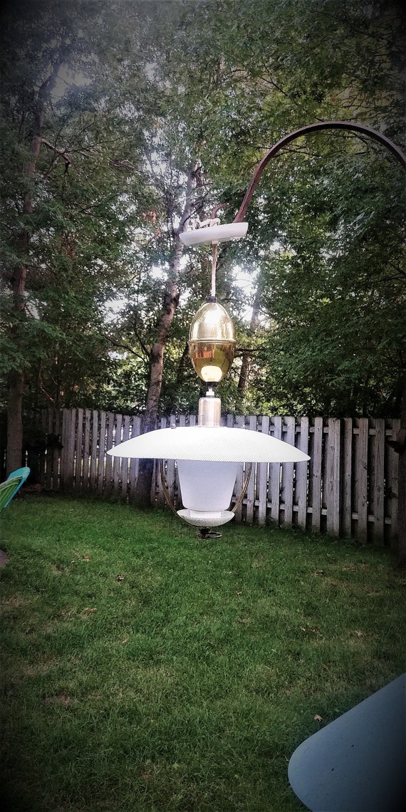 Vintage Mid Century Pull Down Ceiling Light Fixture Ufo Shape