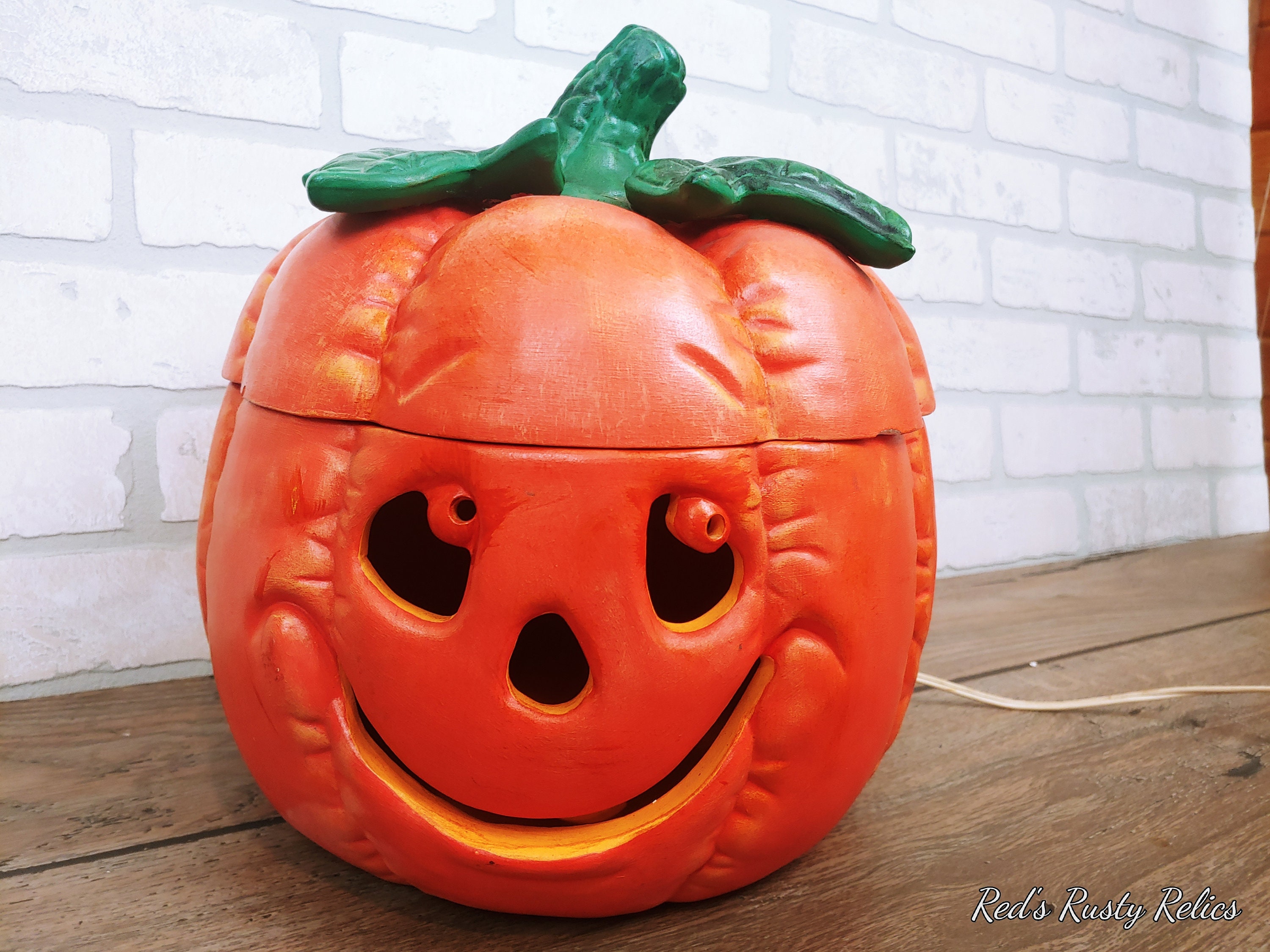 Vintage Ceramic Lighted Halloween Pumpkin Jack O Lantern - Etsy