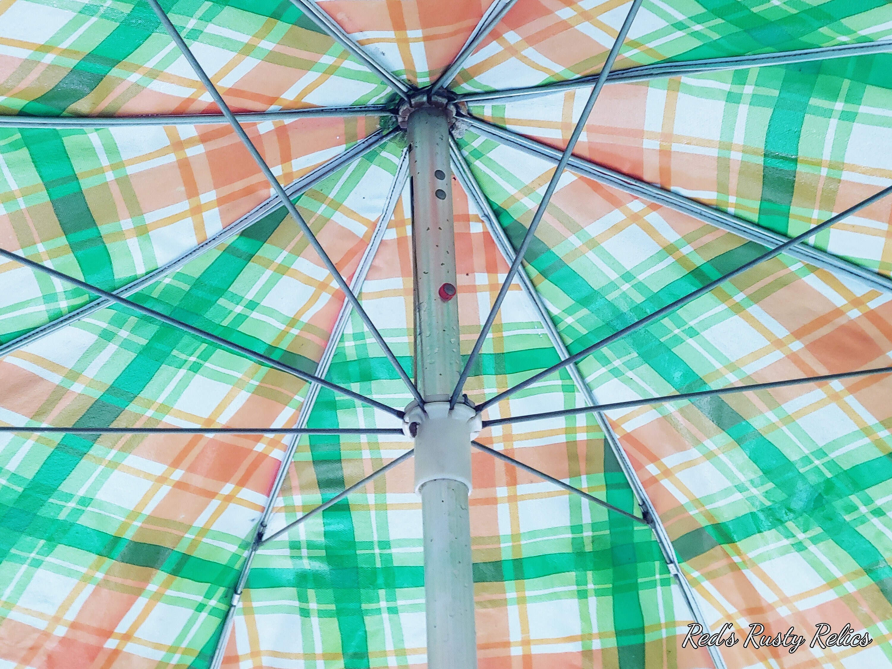 Groovy Green Plaid Scalloped Sears Patio Umbrella Etsy