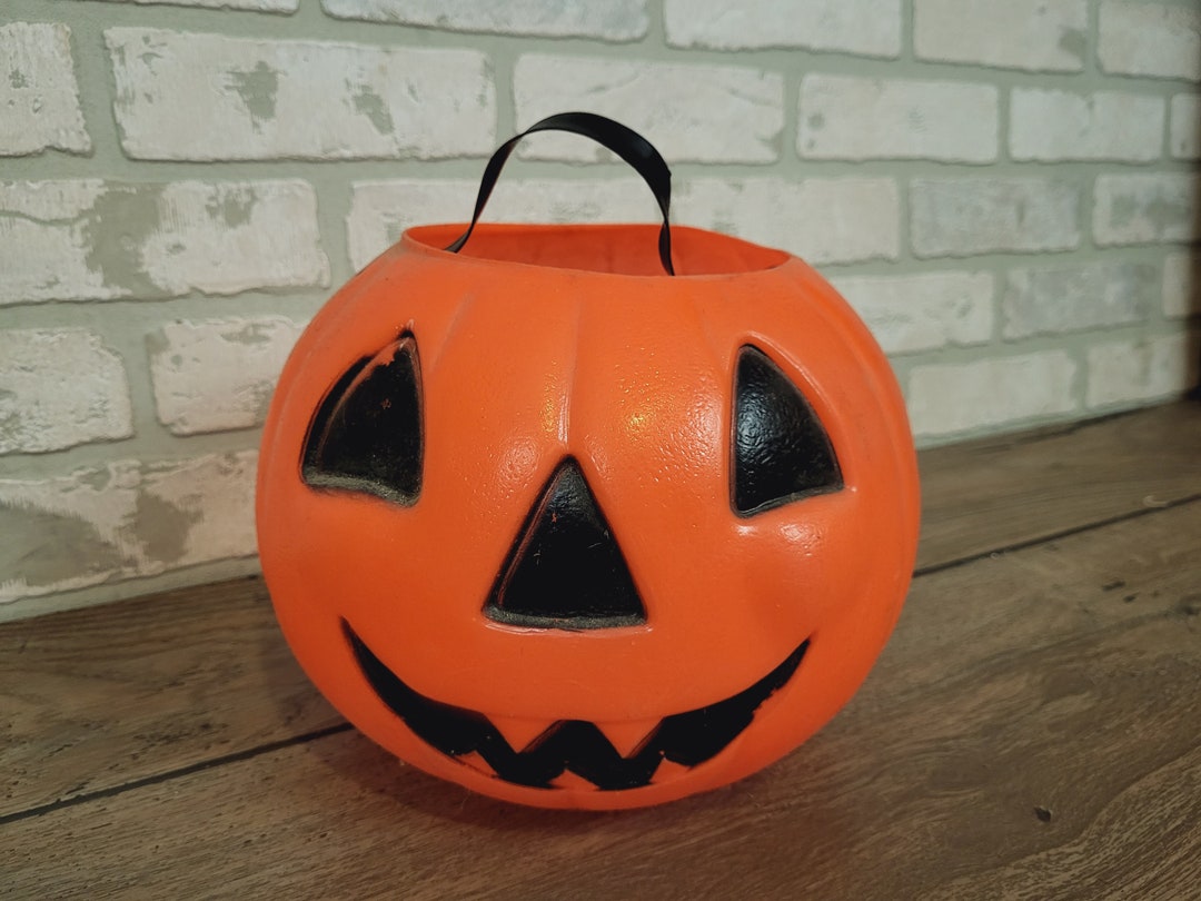 Vintage Plastic Halloween Pumpkin Jack O Lantern Bucket Treats - Etsy