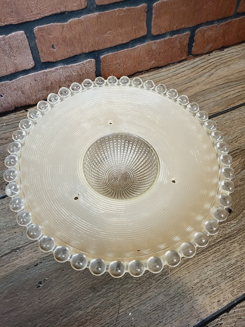 Vintage 10 Art Deco Pink Round Saucer Depression Era Chandelier Ceiling Light Fixture Glass Shade image 4