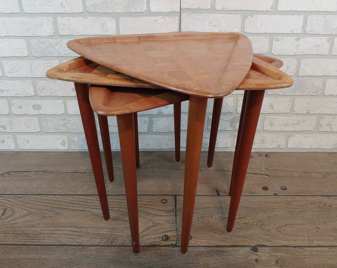 Set of 3 Taiwan Guitar Pick Nesting Tables With a Checkerboard Etsy