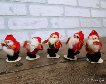 5 Piece Santa Band Christmas Ornaments Made in Japan