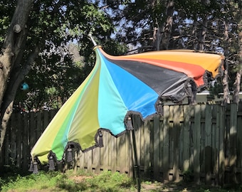 Groovy Umbrella Circus Top Rainbow Patio Umbrella with Black