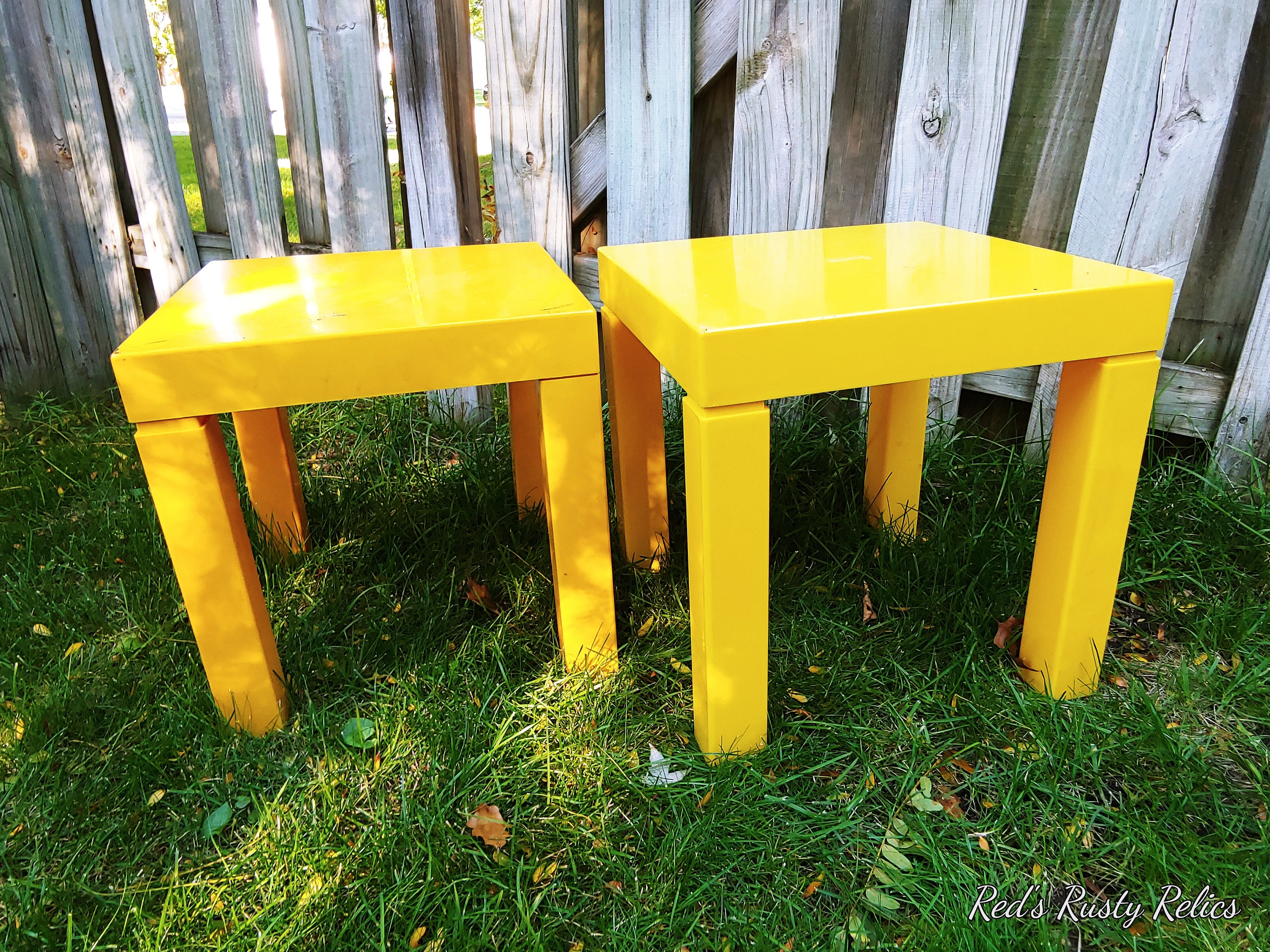 Vintage Pair of Square Yellow Plastic Parson End Tables Cube - Etsy