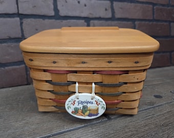 Vintage Longaberger Woodcrafts Recipe Box/Basket with Lid