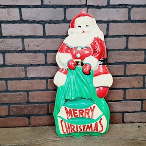 Letrero de pared en 3D con diseño de Papá Noel alegre y alegre de Vintage Artform