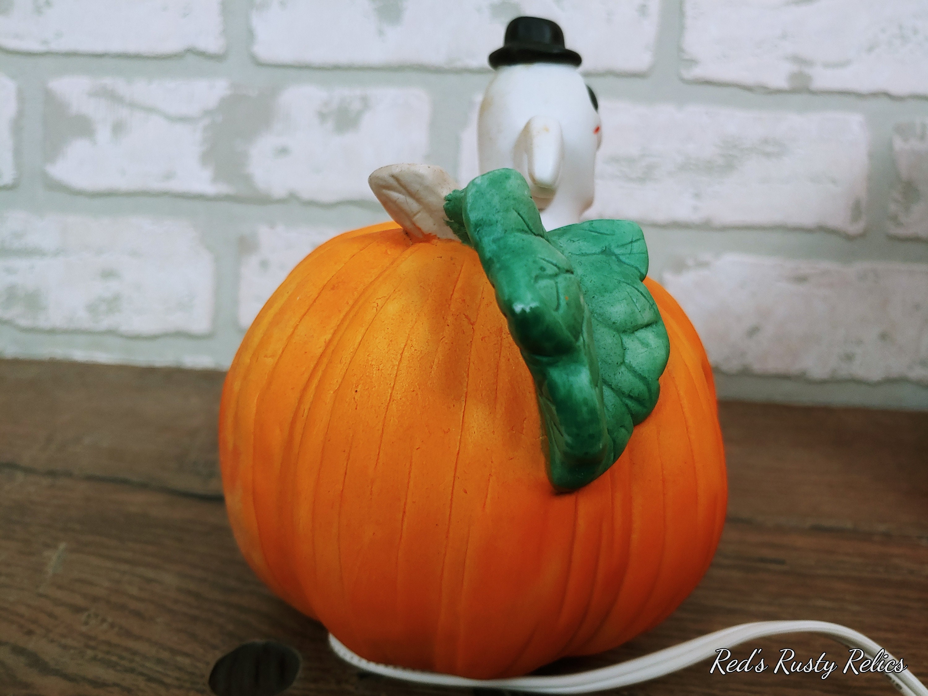 Vintage Ceramic Halloween Pumpkin Jack O Lantern With Ghost From Fabri ...
