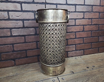 Vintage Tall Brass Umbrella Basket/Holder Stand
