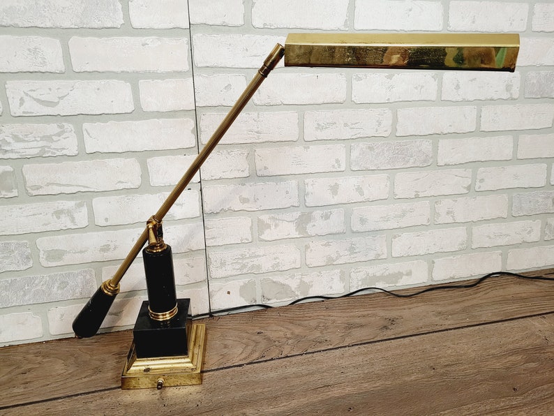 OMI Koch & Lowey Marble Gooseneck Brass Task Table Desk Lamp 画像 1