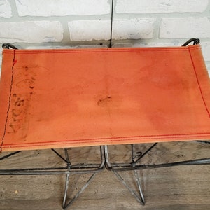 Vintage Orange Folding Camping Stool Chair Seat image 5
