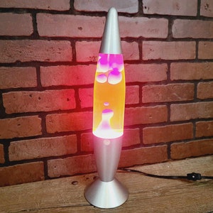 Groovy Mod Silver Oozy Glo Lava Lamp with Red Lava