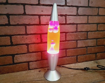 Groovy Mod Silver Oozy Glo Lava Lamp with Red Lava