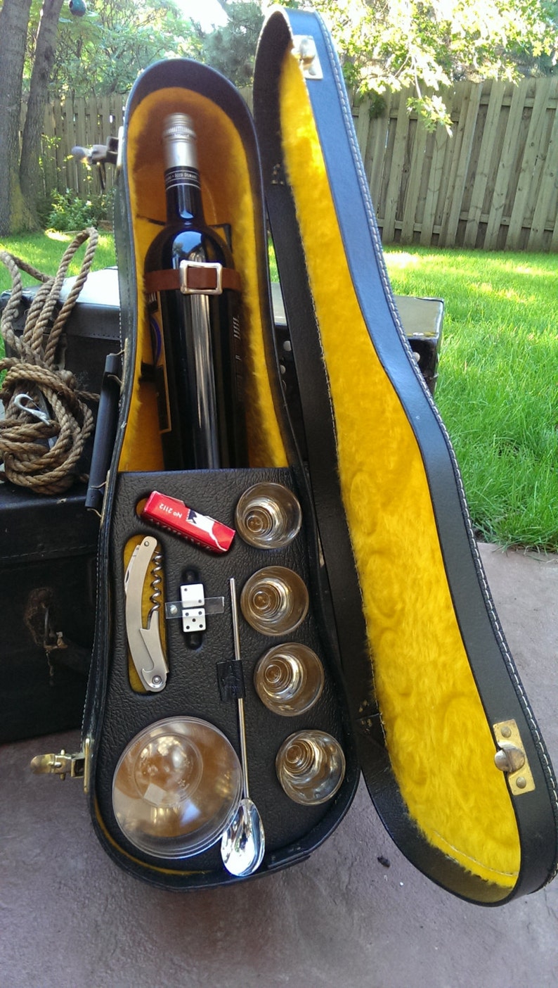 Violin Case Vintage Barware Set Etsy
