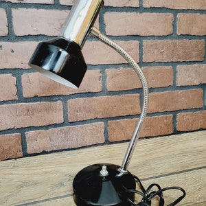 Beige and Chrome Gooseneck Small Task Table Lamp image 3