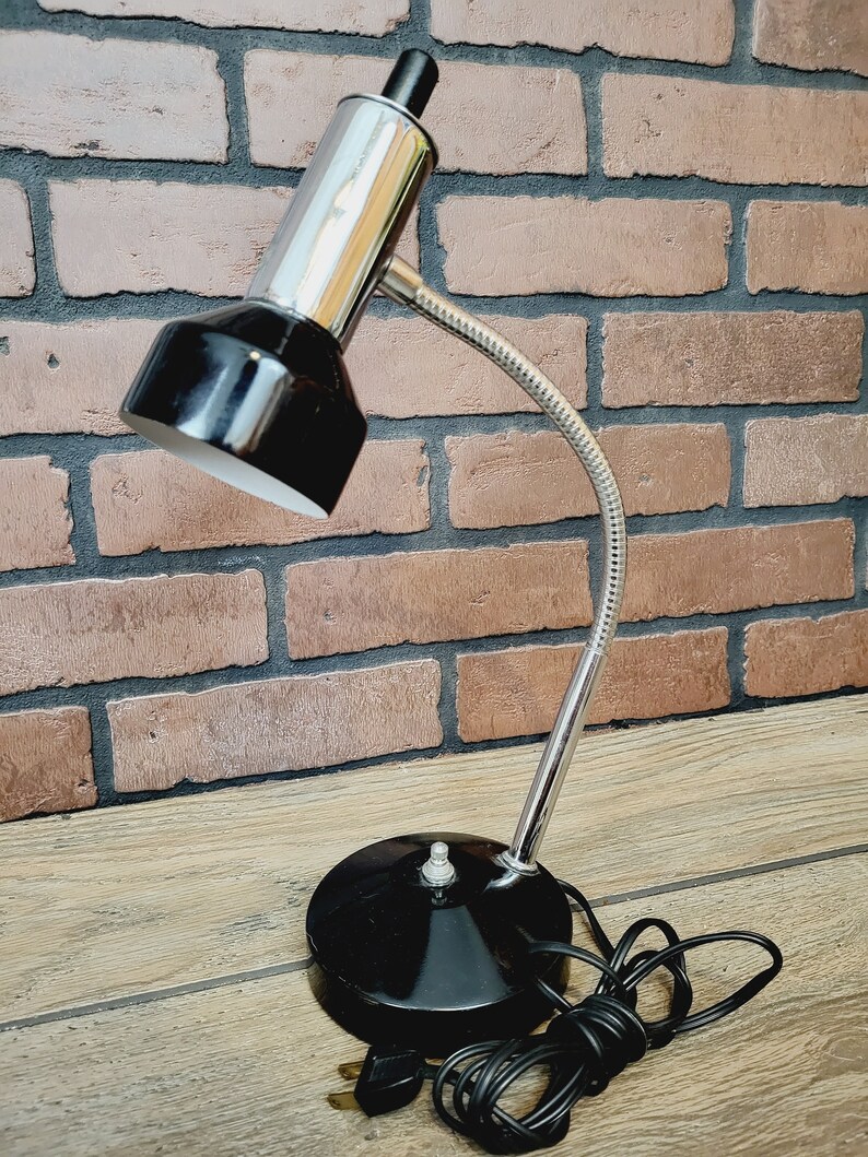 Beige and Chrome Gooseneck Small Task Table Lamp image 3