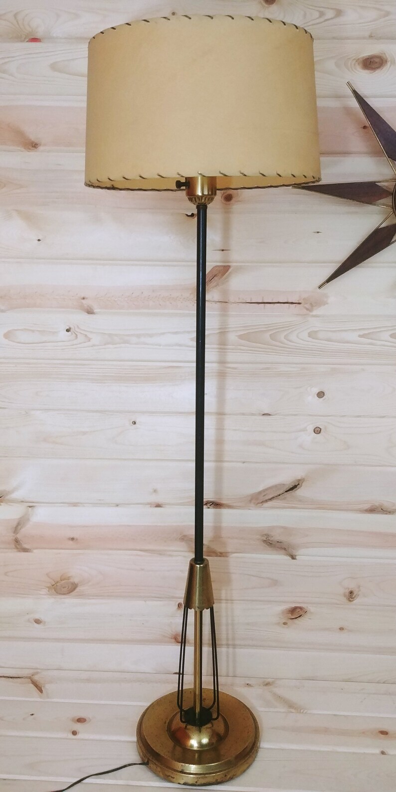 Mid Century Atomic Floor Lamp with Fiberglass Shade Etsy