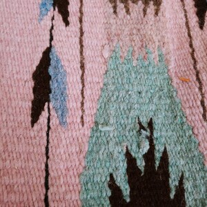 Pink Native American Indian Textile Navajo Yei Rug Hanging 59x29.5 image 3