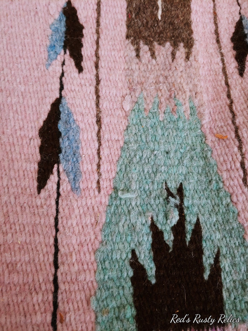 Pink Native American Indian Textile Navajo Yei Rug Hanging 59x29.5 image 3