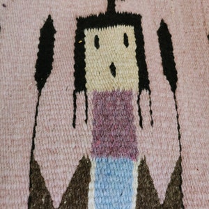 Pink Native American Indian Textile Navajo Yei Rug Hanging 59x29.5 image 4