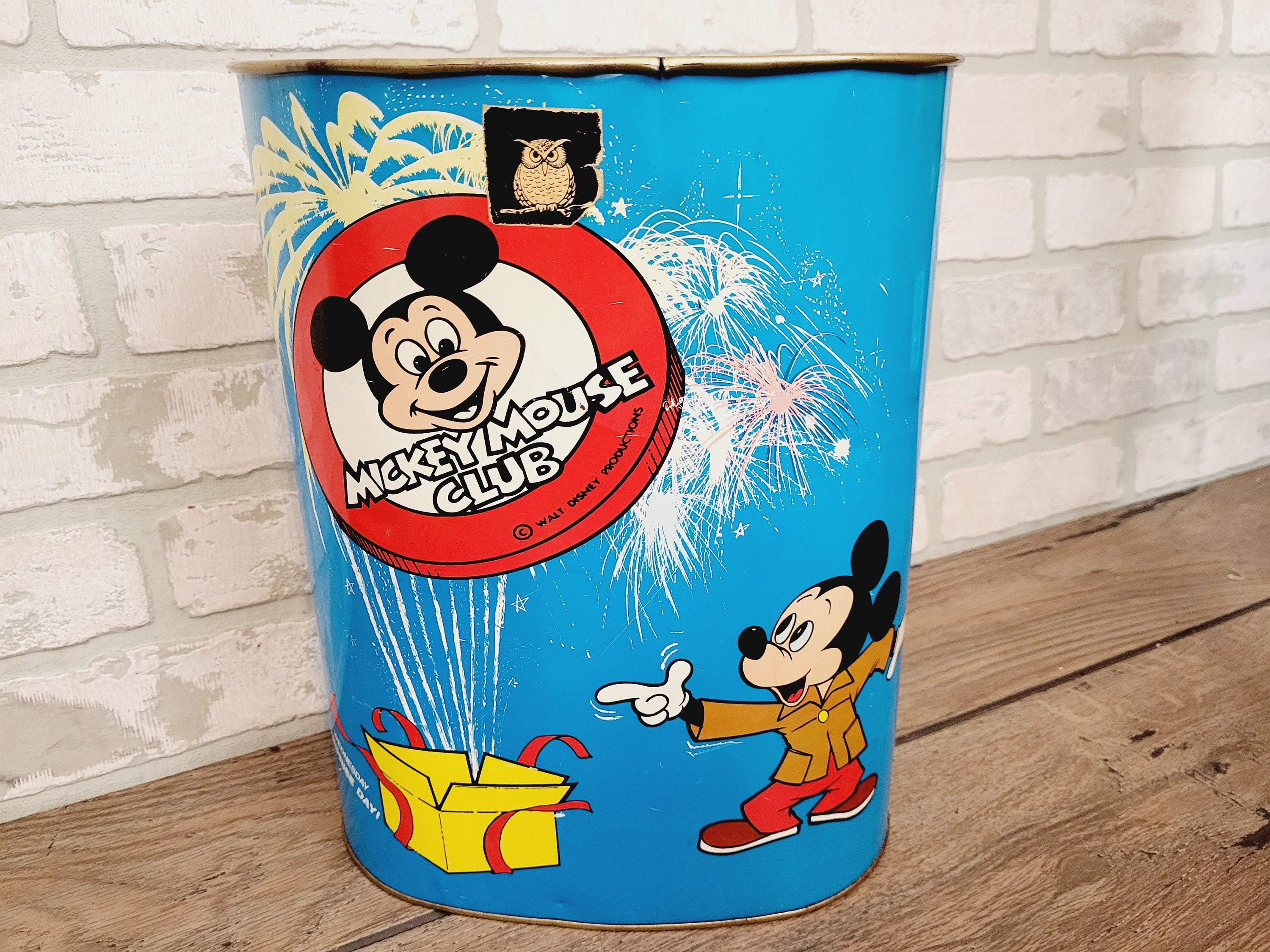 Cheinco Mickey Mouse Club Waste Basket Trash Can With Vintage Hulk