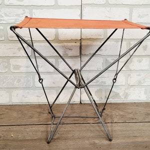 Vintage Orange Folding Camping Stool Chair Seat image 4